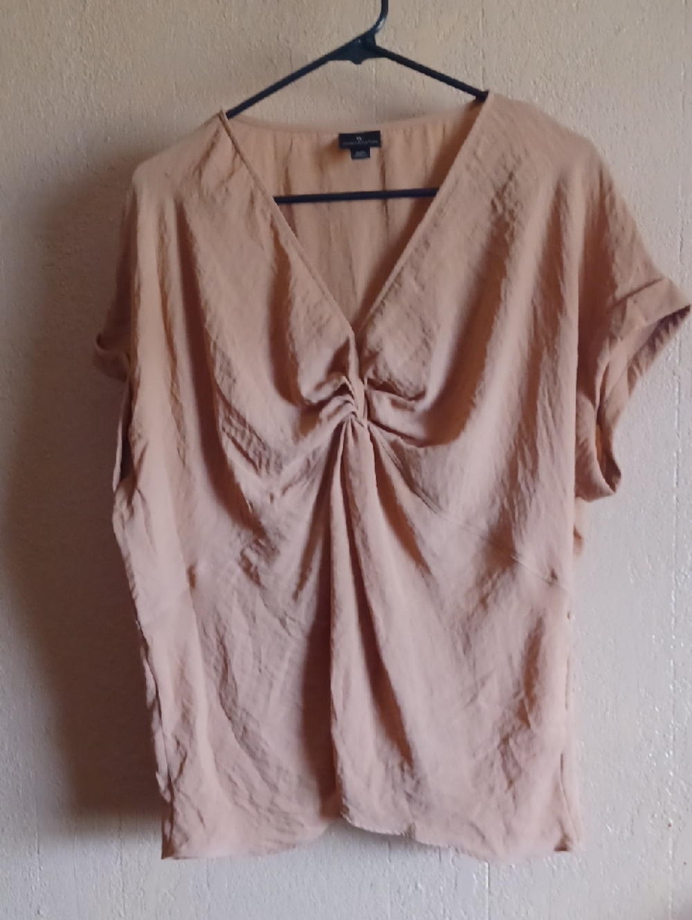 Women’s V-Neck Twist Front Top - Beige